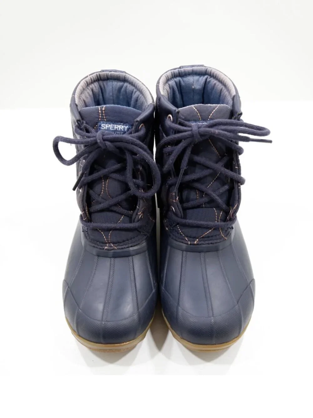 Sperry Port Blue Quilted Nylon & Rubber Waterproof Rain Boots - Girls' 3